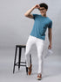 Men's 100% Cotton Round Neck Solid T-shirt Dark Sea Green